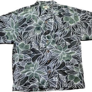 Tommy Bahama Shirt Mens Large Button Down Silk Floral Casual Hawaiian EUC